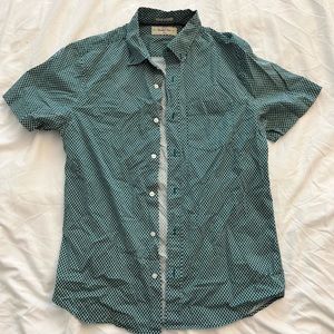 Jade Green Patterned Short Sleeve Button Up